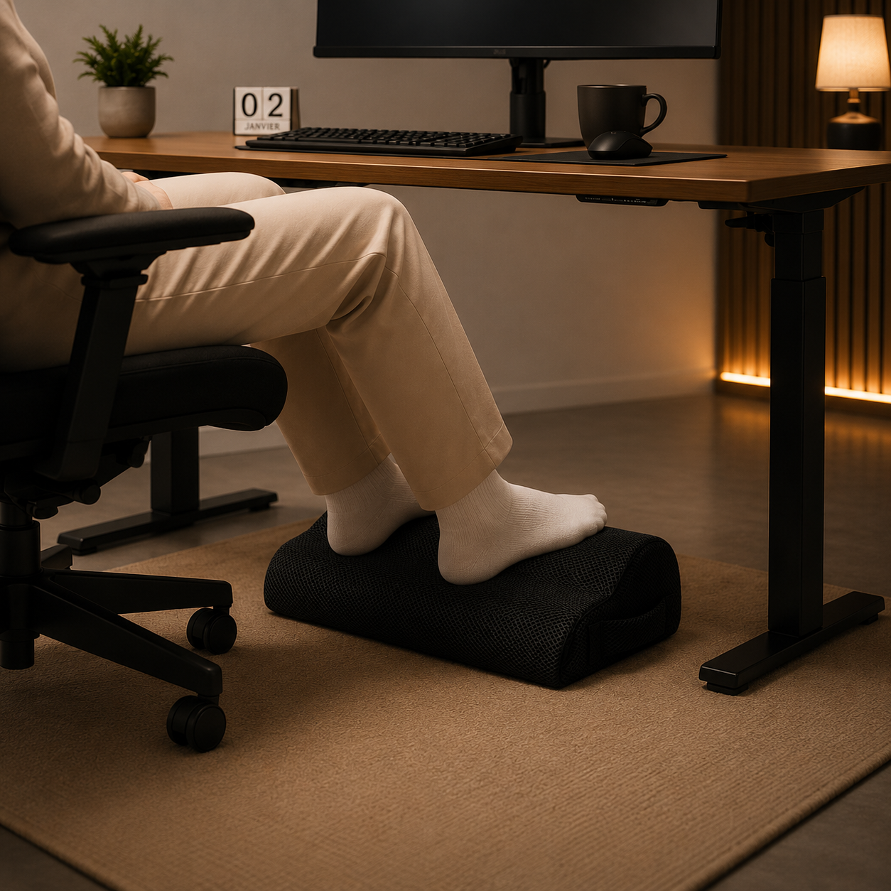 Repose-Pieds Ergonomique Bureau & Gaming – Mousse à Mémoire de Forme, Confort & Posture Ergo & Fit