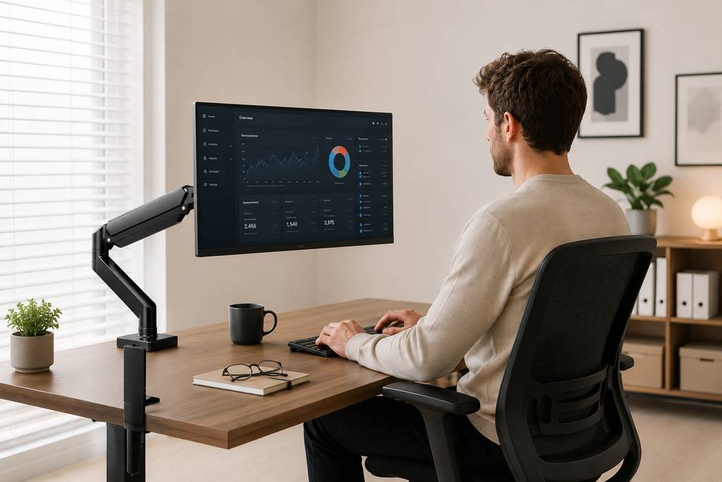 Support Moniteur Universel 35" — Bras Simple Réglable, Capacité 10 kg, Noir ou Blanc Ergo & Fit