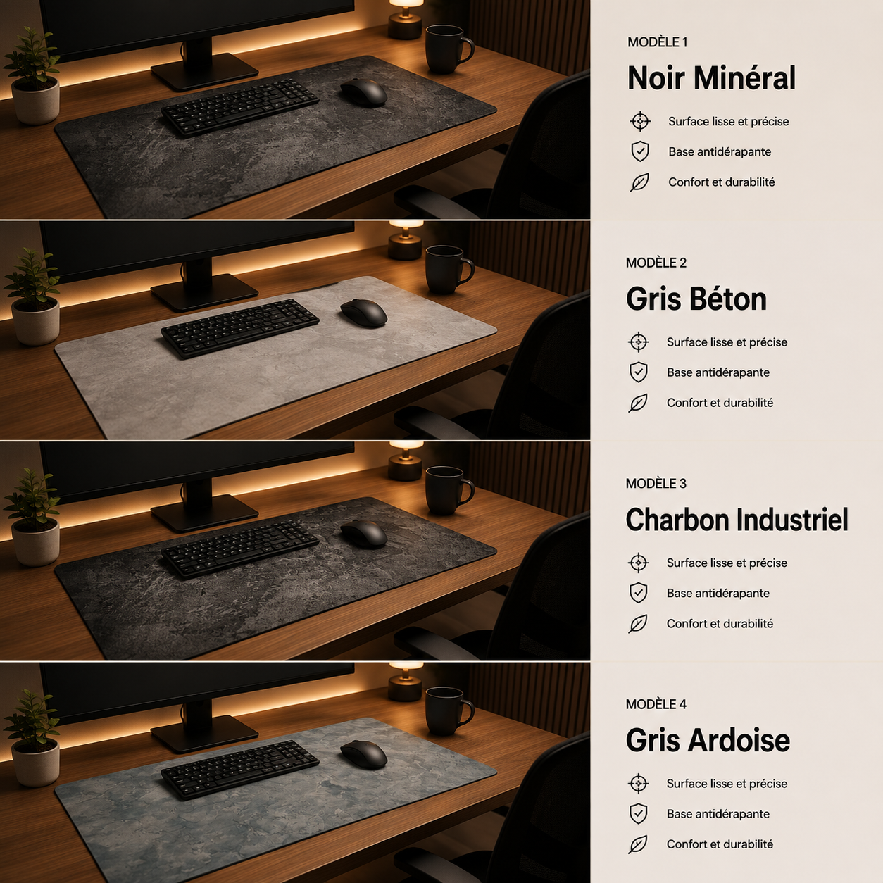 Grand Tapis de Souris Gaming XXL – Surface Micro-Tissée, Bords Surpiqués, Base Antidérapante Ergo & Fit